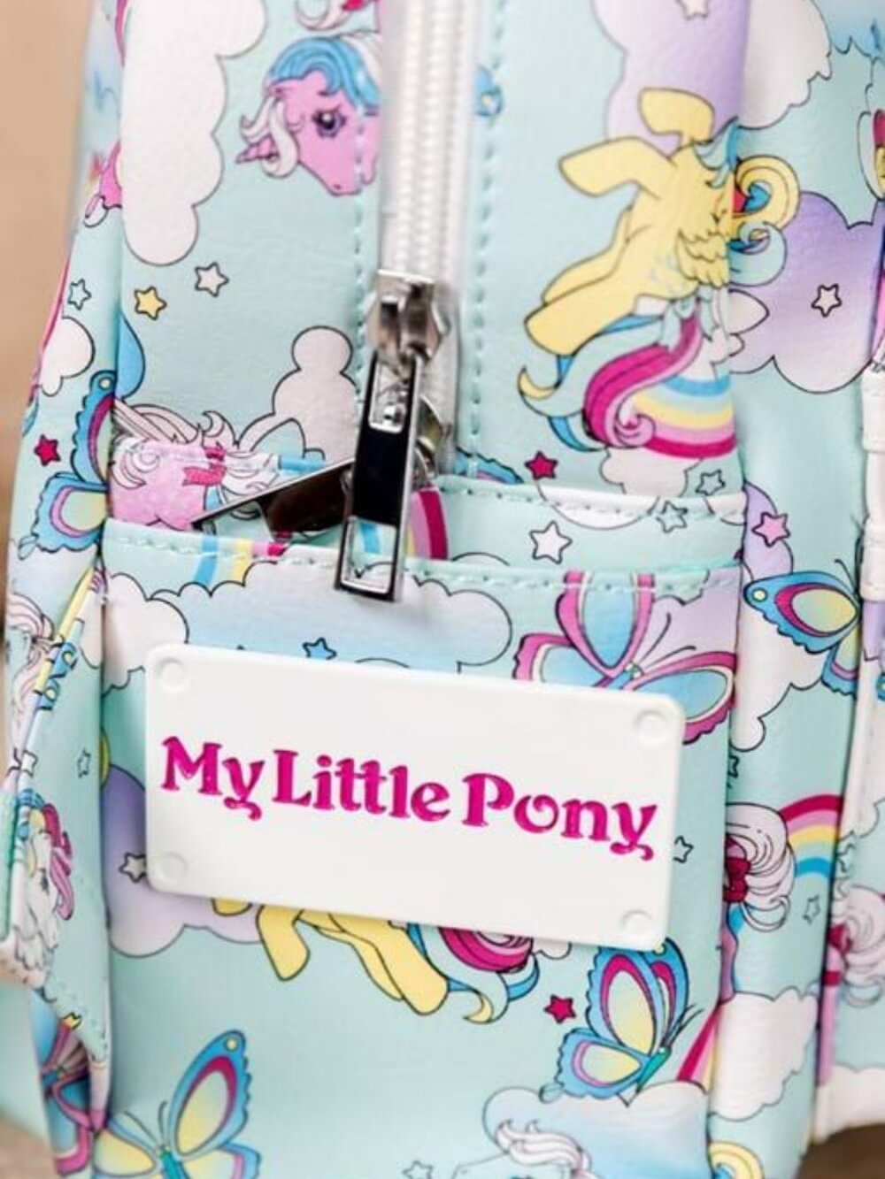 My Little Pony Rainbows and Butterflies Faux Leather Mini Backpack Official NWT - Picture 6 of 13